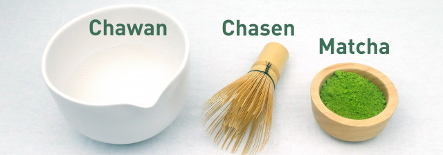 Chawan, Chasen en Matcha poeder