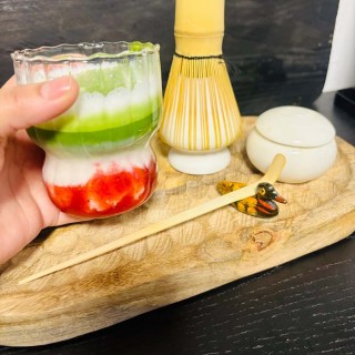 matcha latte aardbei review foto