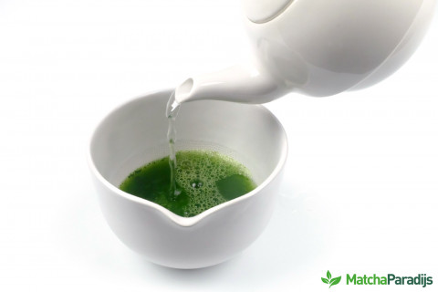 Water aan Matcha poeder toevoegen